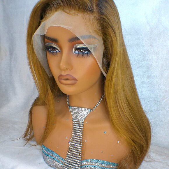 ✨18 Inch Human Tigers Eye Dimensional Lace Wig With Large Parting Area ✨ - Picture 3 of 16